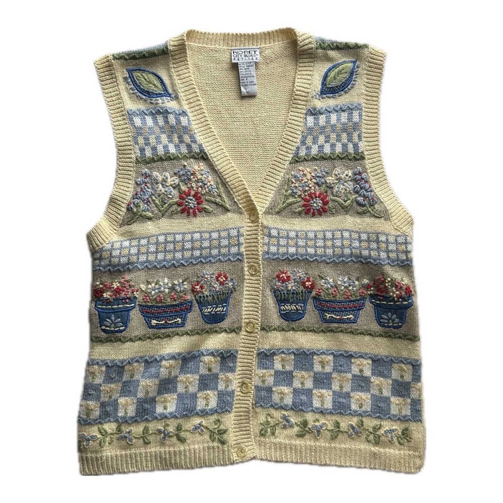 Koret City Blues Knitted Sweater Vest, 55% Ramie, 45% Cotton ( Size S )